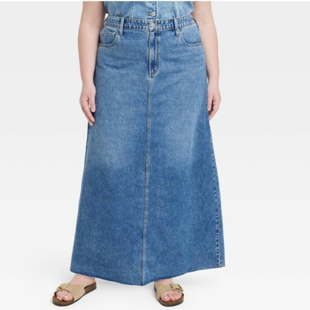 Universal Thread High-Rise Denim Maxi Skirt